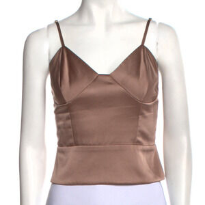 Michelle Mason Silk V-Neck Bustier Crop Top - 6